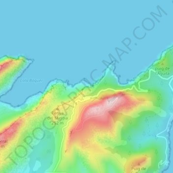 Mappa topografica Mirador d'es Colomer, altitudine, rilievo