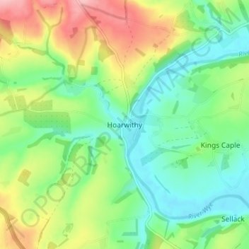 Mappa topografica Hoarwithy, altitudine, rilievo