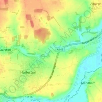 Mappa topografica Lushbush, altitudine, rilievo