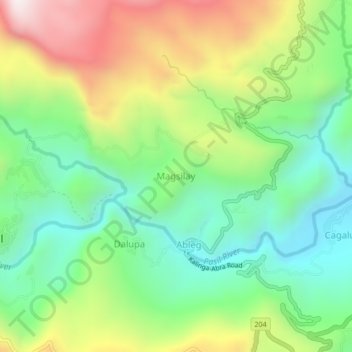 Mappa topografica Magsilay, altitudine, rilievo