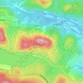 Mappa topografica Mont Alta, altitudine, rilievo