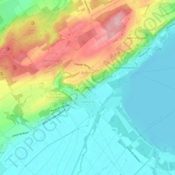 Mappa topografica Cotterd, altitudine, rilievo