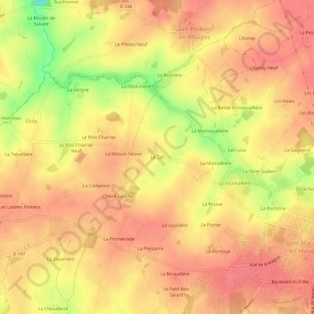Mappa topografica Le Tail, altitudine, rilievo