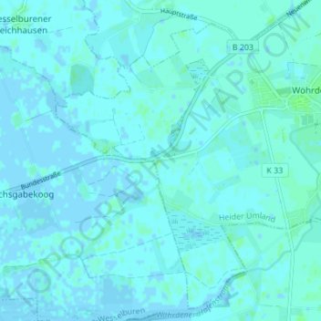 Mappa topografica Großbüttel, altitudine, rilievo