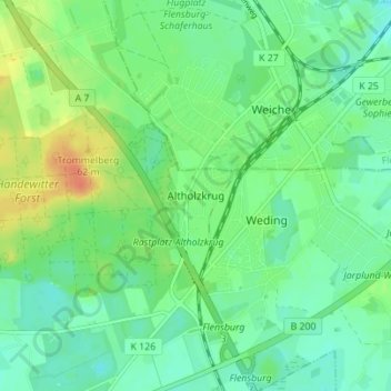Mappa topografica Altholzkrug, altitudine, rilievo