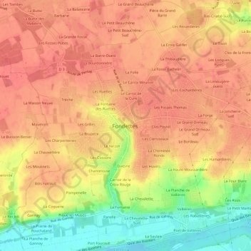 Mappa topografica Le Bourg, altitudine, rilievo