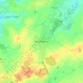 Mappa topografica Neufmaison, altitudine, rilievo