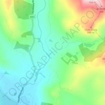 Mappa topografica Blacklunans, altitudine, rilievo