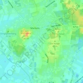 Mappa topografica Beusbergen, altitudine, rilievo