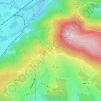 Mappa topografica Schwarzwald, altitudine, rilievo