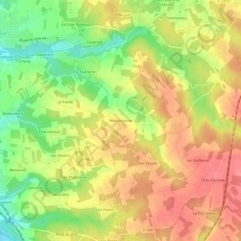 Mappa topografica Maisonneuve, altitudine, rilievo