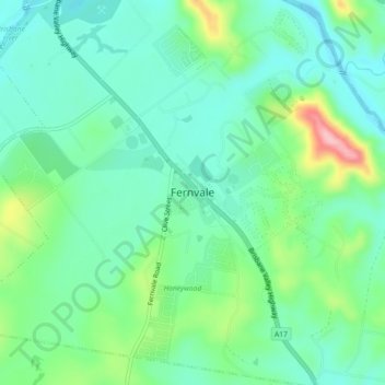 Mappa topografica Fernvale, altitudine, rilievo
