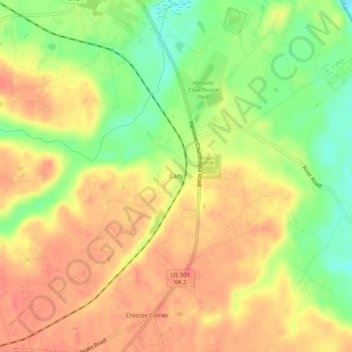 Mappa topografica Cady, altitudine, rilievo