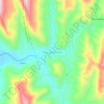 Mappa topografica Sella Quebrada, altitudine, rilievo