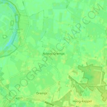 Mappa topografica Achter-Drempt, altitudine, rilievo