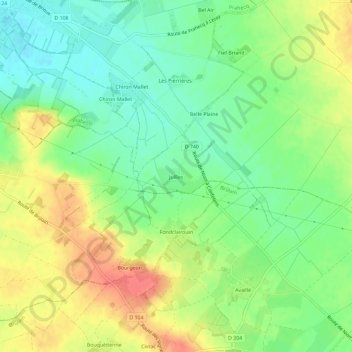 Mappa topografica Juilles, altitudine, rilievo
