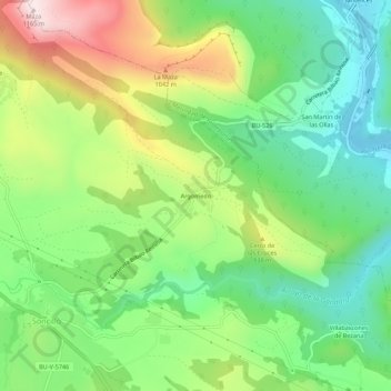 Mappa topografica Argomedo, altitudine, rilievo