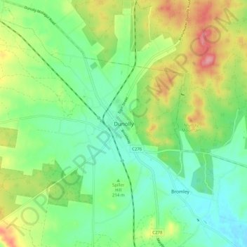 Mappa topografica Dunolly, altitudine, rilievo