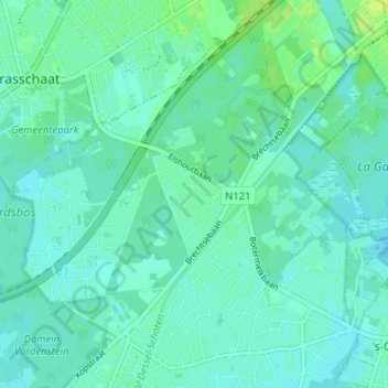 Mappa topografica Elshout, altitudine, rilievo