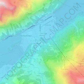 Mappa topografica Crastas, altitudine, rilievo