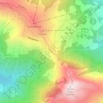 Mappa topografica Giogo del Maniva, altitudine, rilievo