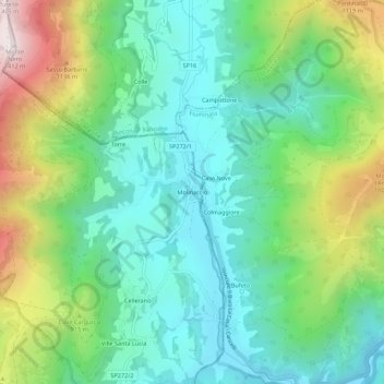 Mappa topografica Molinaccio, altitudine, rilievo