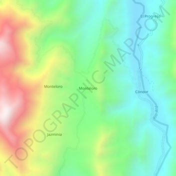 Mappa topografica Monteloro, altitudine, rilievo
