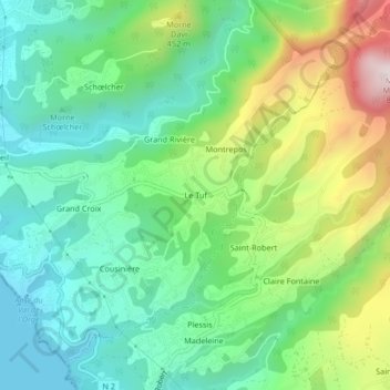 Mappa topografica Le Tuf, altitudine, rilievo