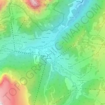 Mappa topografica Corvara in Badia, altitudine, rilievo