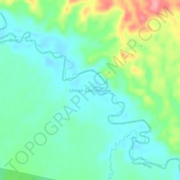 Mappa topografica Union Campesina, altitudine, rilievo
