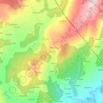 Mappa topografica Esgueva, altitudine, rilievo