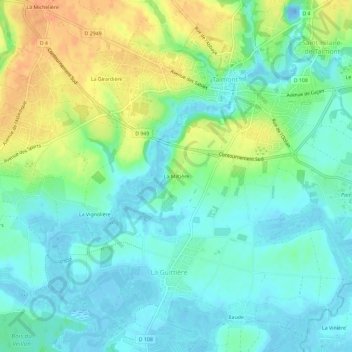 Mappa topografica La Miltière, altitudine, rilievo