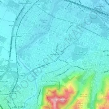 Mappa topografica Belcantone, altitudine, rilievo