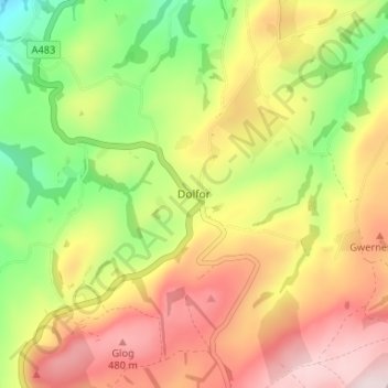 Mappa topografica Dolfor, altitudine, rilievo