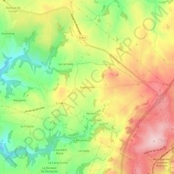 Mappa topografica Saint-Julien, altitudine, rilievo