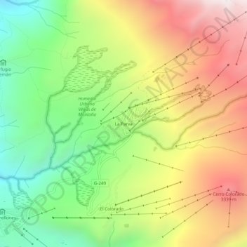 Mappa topografica La Parva, altitudine, rilievo