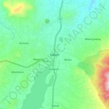 Mappa topografica Babati, altitudine, rilievo
