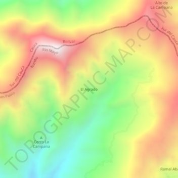Mappa topografica El Agrado, altitudine, rilievo