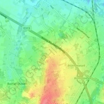 Mappa topografica Onze-Lieve-Vrouw, altitudine, rilievo