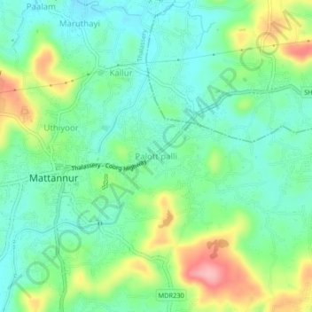 Mappa topografica Palott palli, altitudine, rilievo