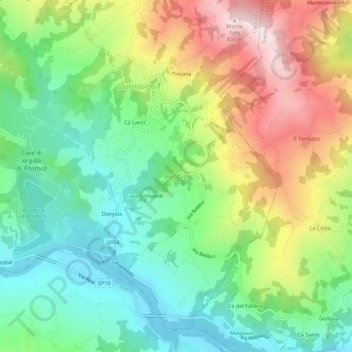 Mappa topografica Bebbio, altitudine, rilievo