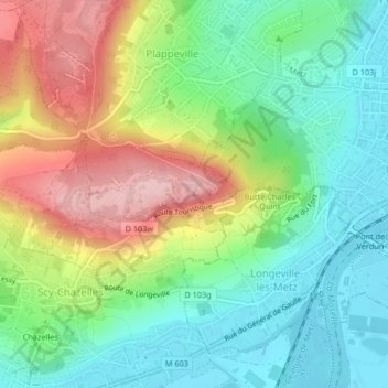 Mappa topografica Mont Saint-Quentin, altitudine, rilievo