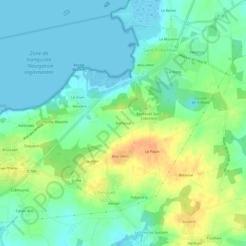 Mappa topografica Kerfraval, altitudine, rilievo