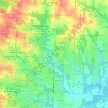 Mappa topografica Pink Hill, altitudine, rilievo