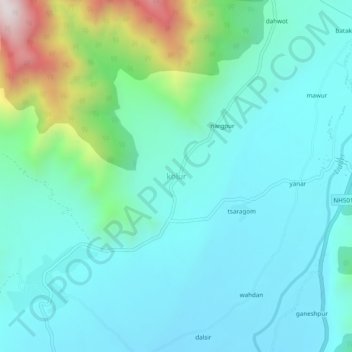 Mappa topografica kolur, altitudine, rilievo