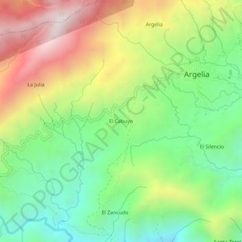 Mappa topografica El Cabuyo, altitudine, rilievo