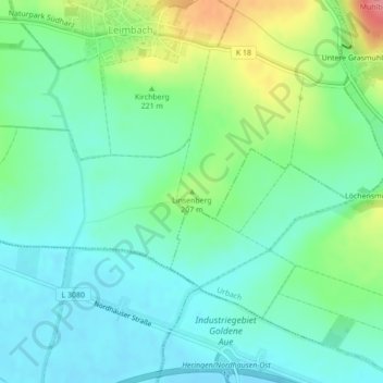 Mappa topografica Linsenberg, altitudine, rilievo
