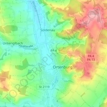 Mappa topografica Kamm, altitudine, rilievo