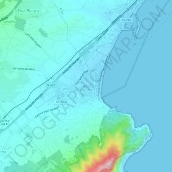 Mappa topografica l'Albir, altitudine, rilievo