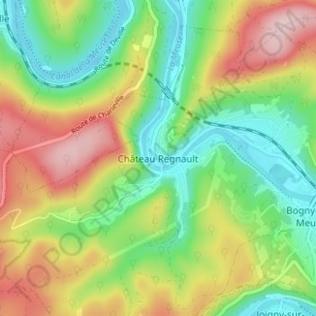 Mappa topografica Château Regnault, altitudine, rilievo